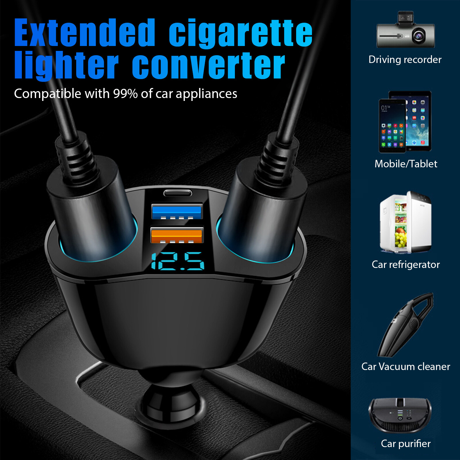 Car Cigarette Lighter Socket Adapter Dual USB Double Plug Charger Splitter 12V