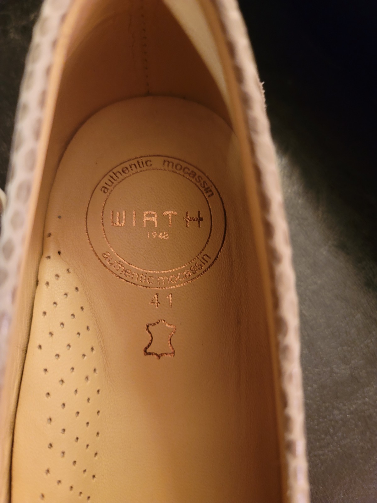 Wirth Leather Horsebit Loafers EU 41 US 10 Beige Reptile Embossed Equestrian Chi