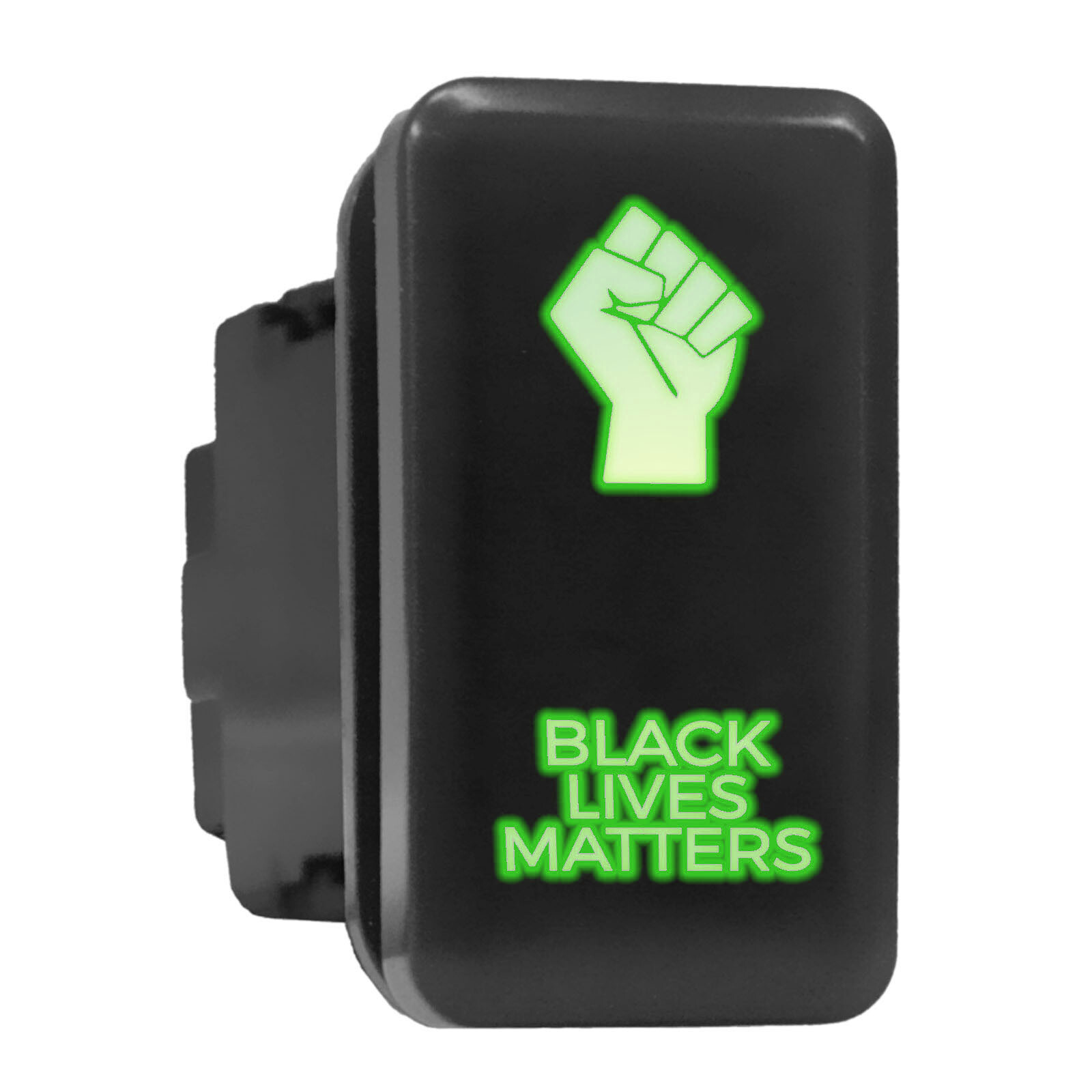 BLACK LIVES MATTER - LED Push Button for TOYOTA (1.54 x 0.83 in) Green