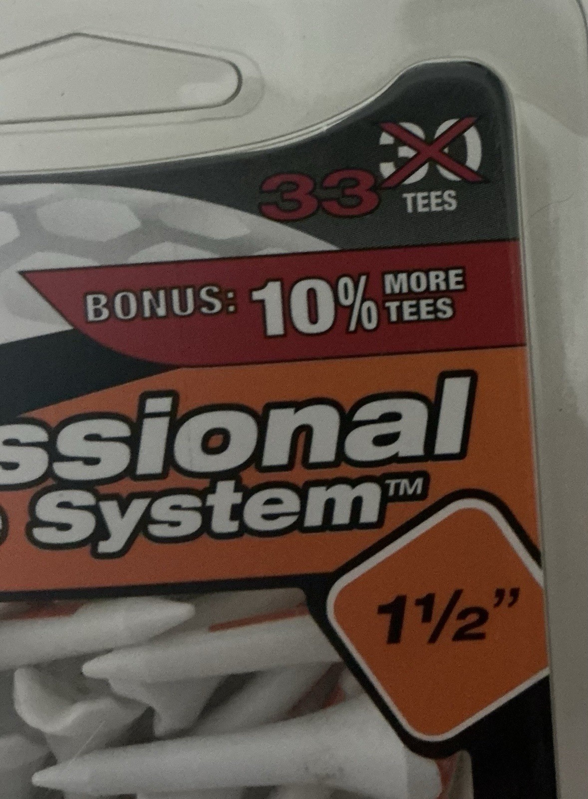 Pride Golf Tee Professional Tee System Plastic Golf Tees 1.5” White Orange 33pk