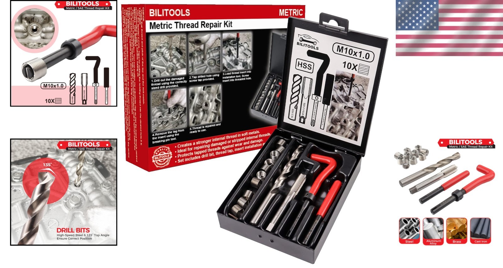 HSS Drill Helicoil Repair Kit for M10x1.0 Threads - Efficient and Durable