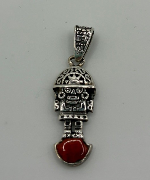 Beautiful Silver Peruvian Tumi With Burnt Orange Stone