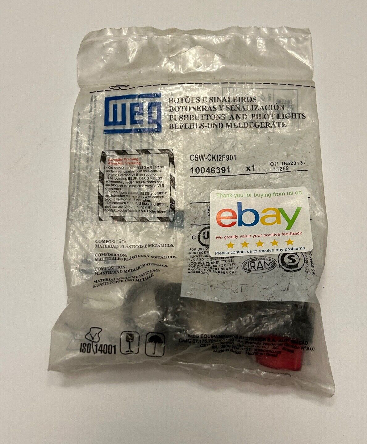 WEG CSW-CKI2F901 /10046391 Pushbuttons ande Pilot Light - New