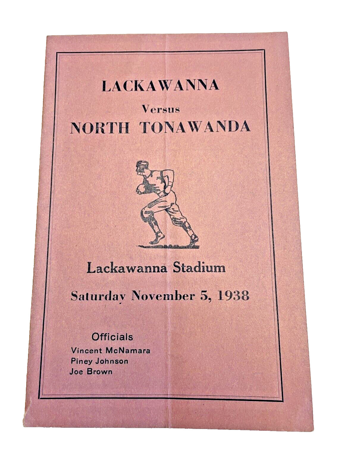 Program High School Football Lackawanna vs North Tonawanda New York NY 1938