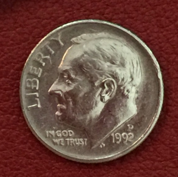1992 P  Roosevelt Dime - Actual coin - Free shipping.