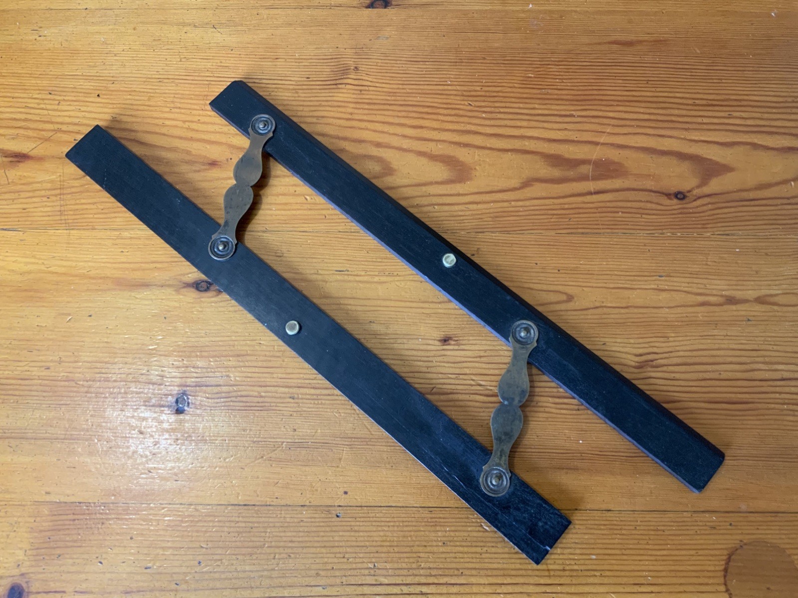 ANTIQUE EBONY AND BRASS 15” PARALLEL RULER