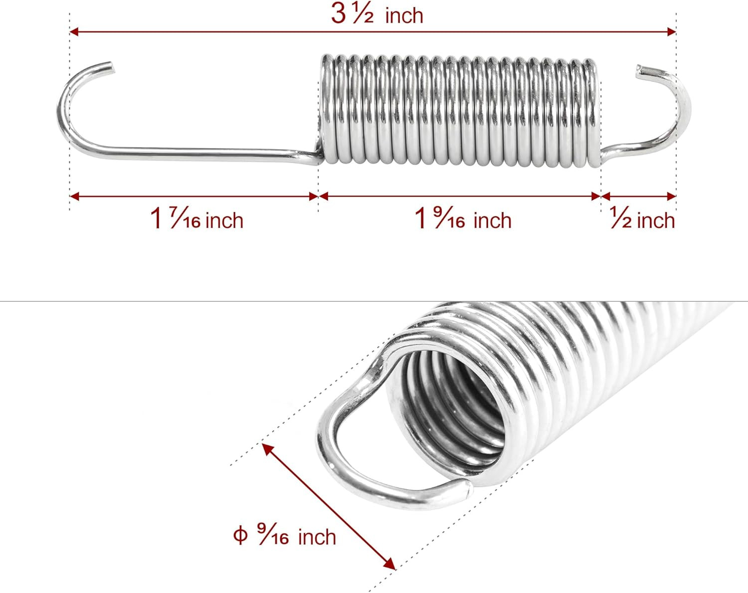 3-1/2 Inch Overall Length Recliner Sofa Chair Mechanism Tension Springs Replacem