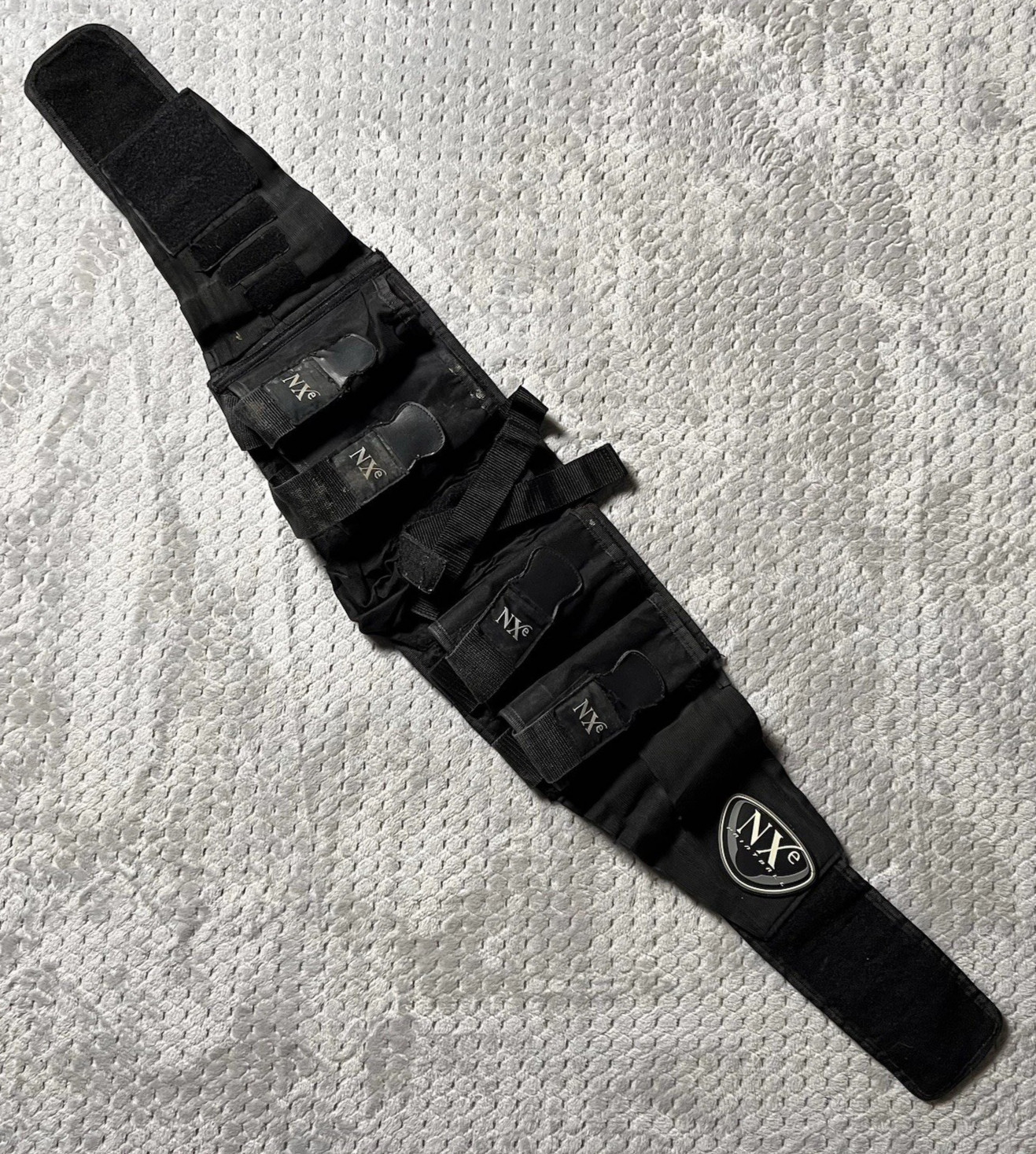 NXE PAINTBALL 4 + 1 POD PACK HARNESS W/ BELT -BLACK - VINTAGE OG