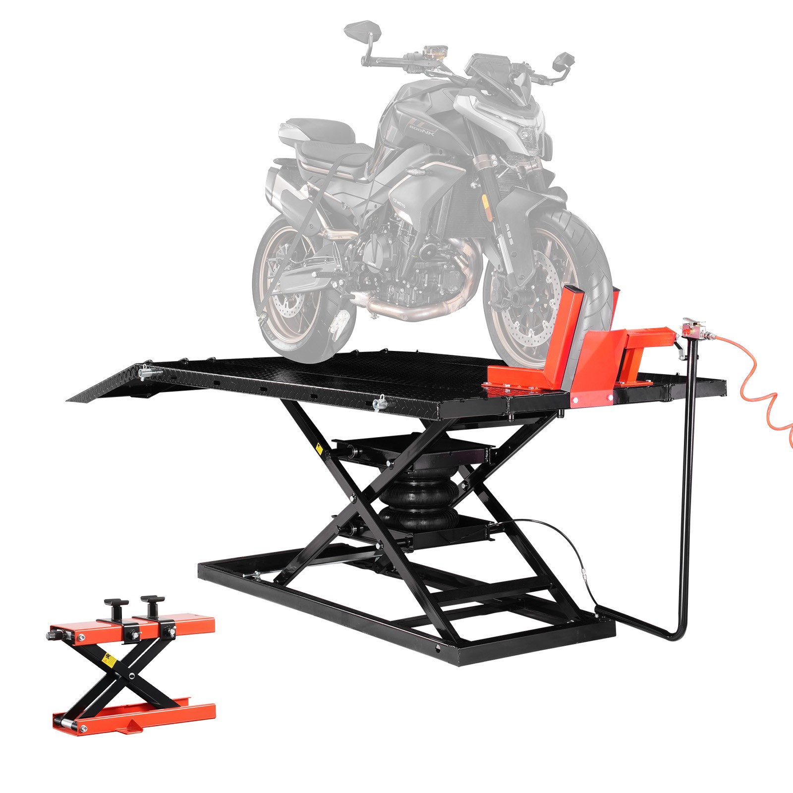 Uimoso 1500lb Motorcycle Lift Pneumatic Hoist with Detachable Work Platform
