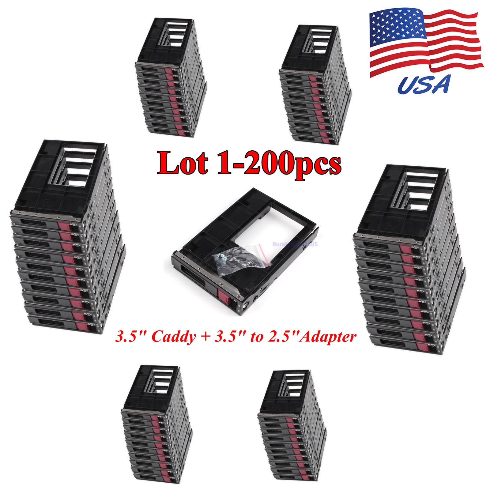 Lot 3.5" to 2.5" HDD Tray Caddy + Adapter For HPE G9 Gen10 774026-001 661914-001