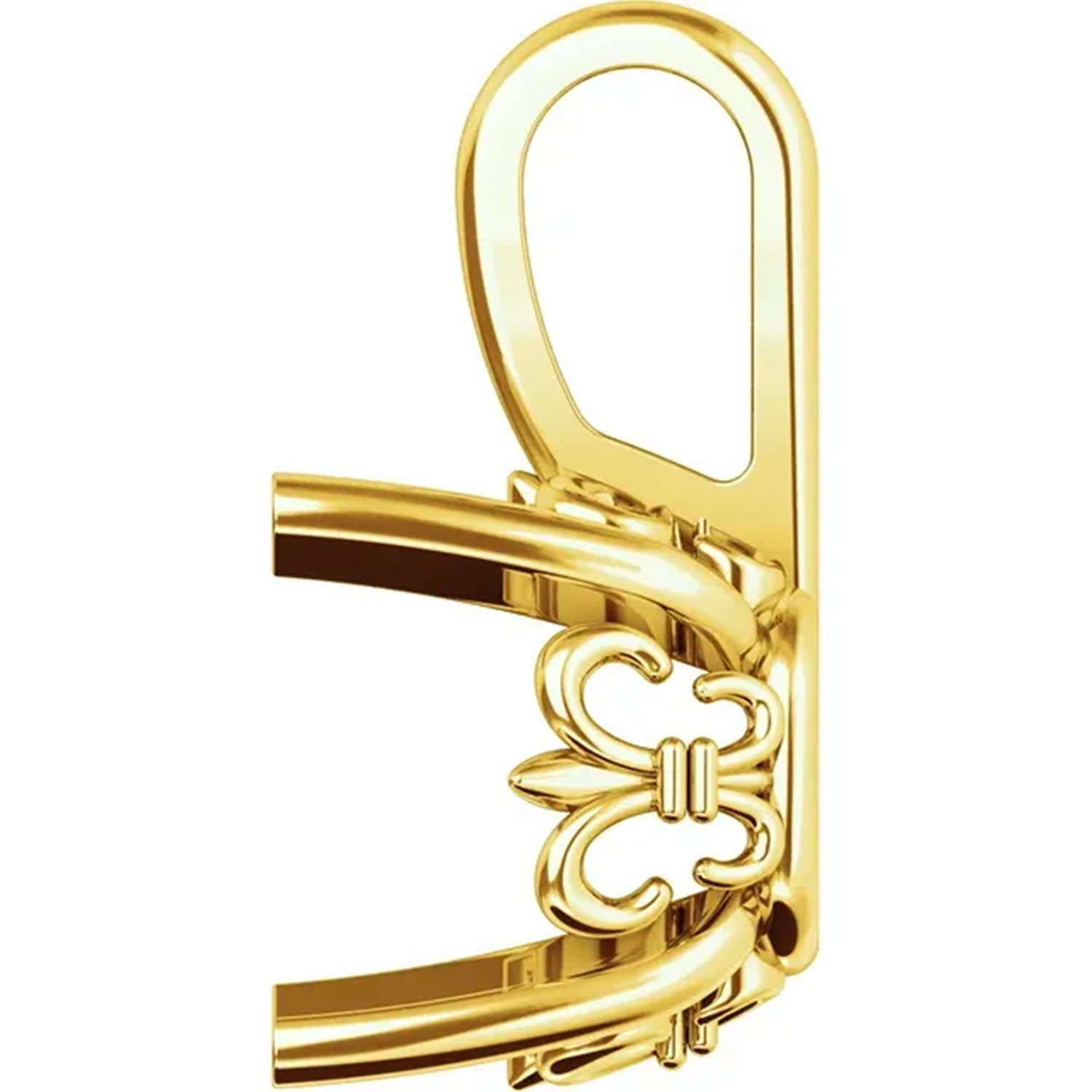 Pendant Mounting Cushion Cut in 14K Yellow Gold 4 Prong Fleur-De-Lis Setting USA