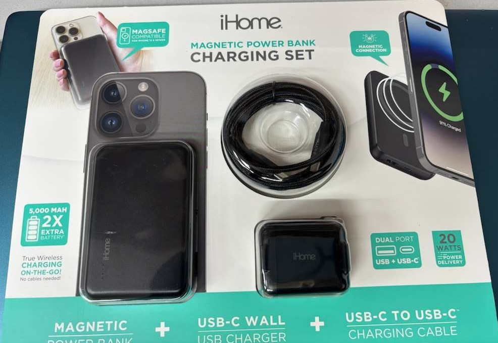 iHome Magnetic Power Bank Charging Set – Wireless Fast Charge | Brand New |Black