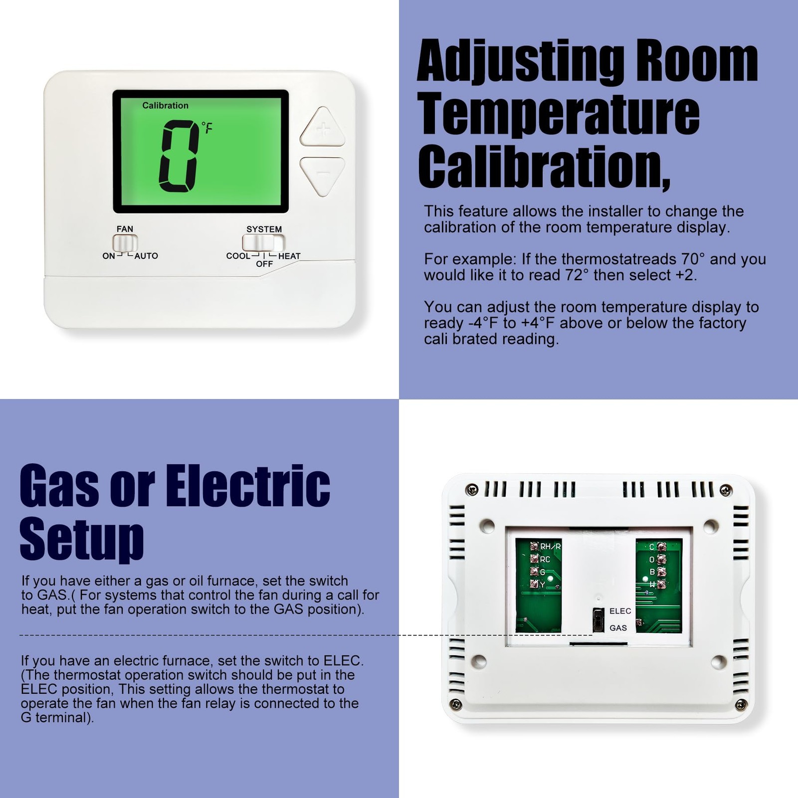 Non-Programmable Thermostat for Home Single-Stage Systems, 1 Heat/1 Cool