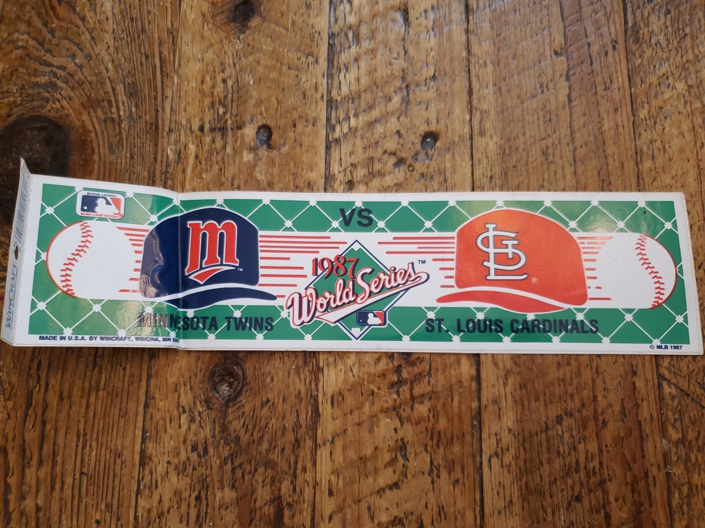 1987 Minnesota Twins St Louis Cardinals World Series Bumper Sticker Collectible