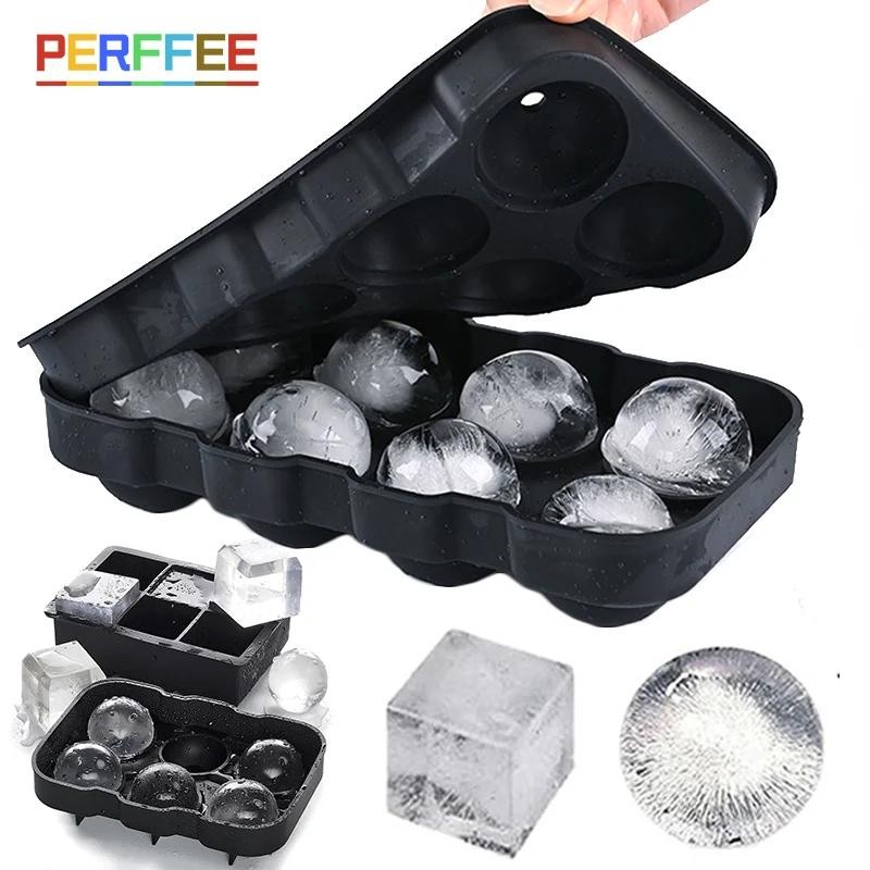 Ice Cube Tray Silicone Ice Ball Freezer Mold Square Ice Cube Maker with Lid 4/6/