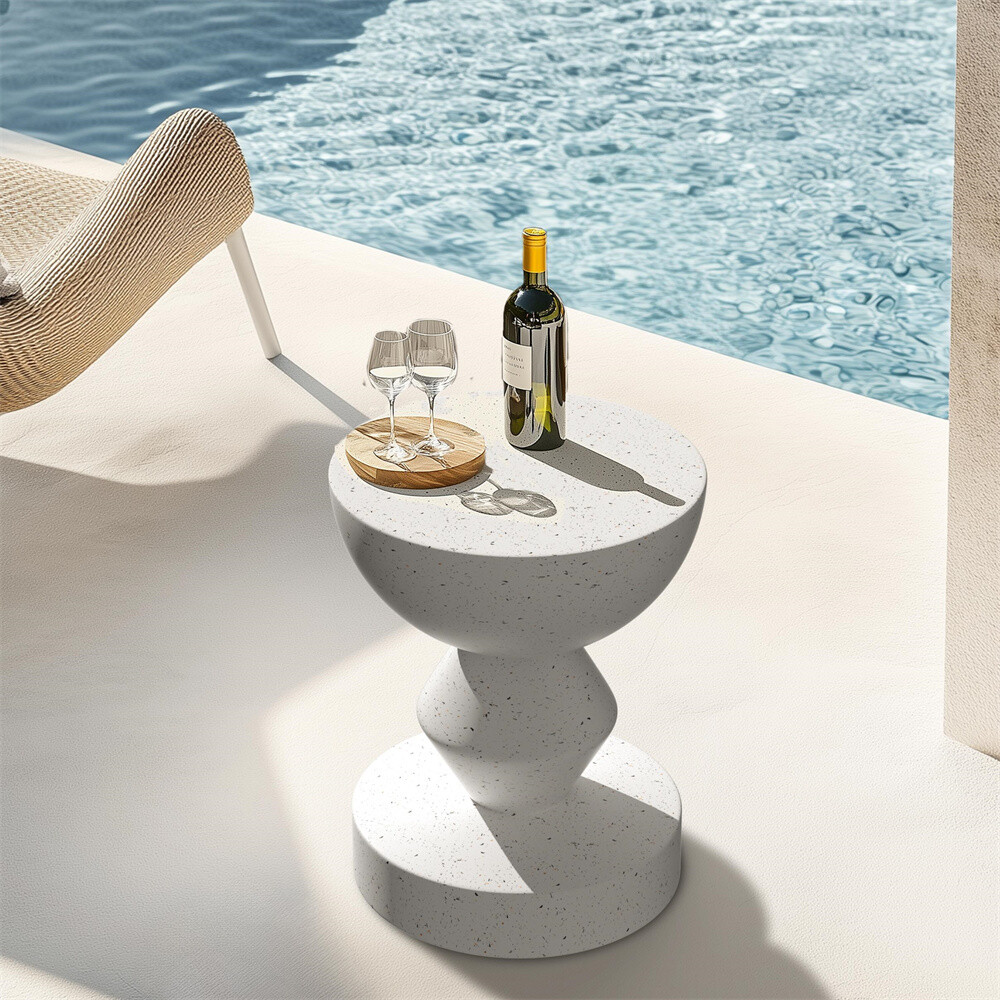 Concrete Side Table Modern End Table Compact Accent Table Indoor and Outdoor Use