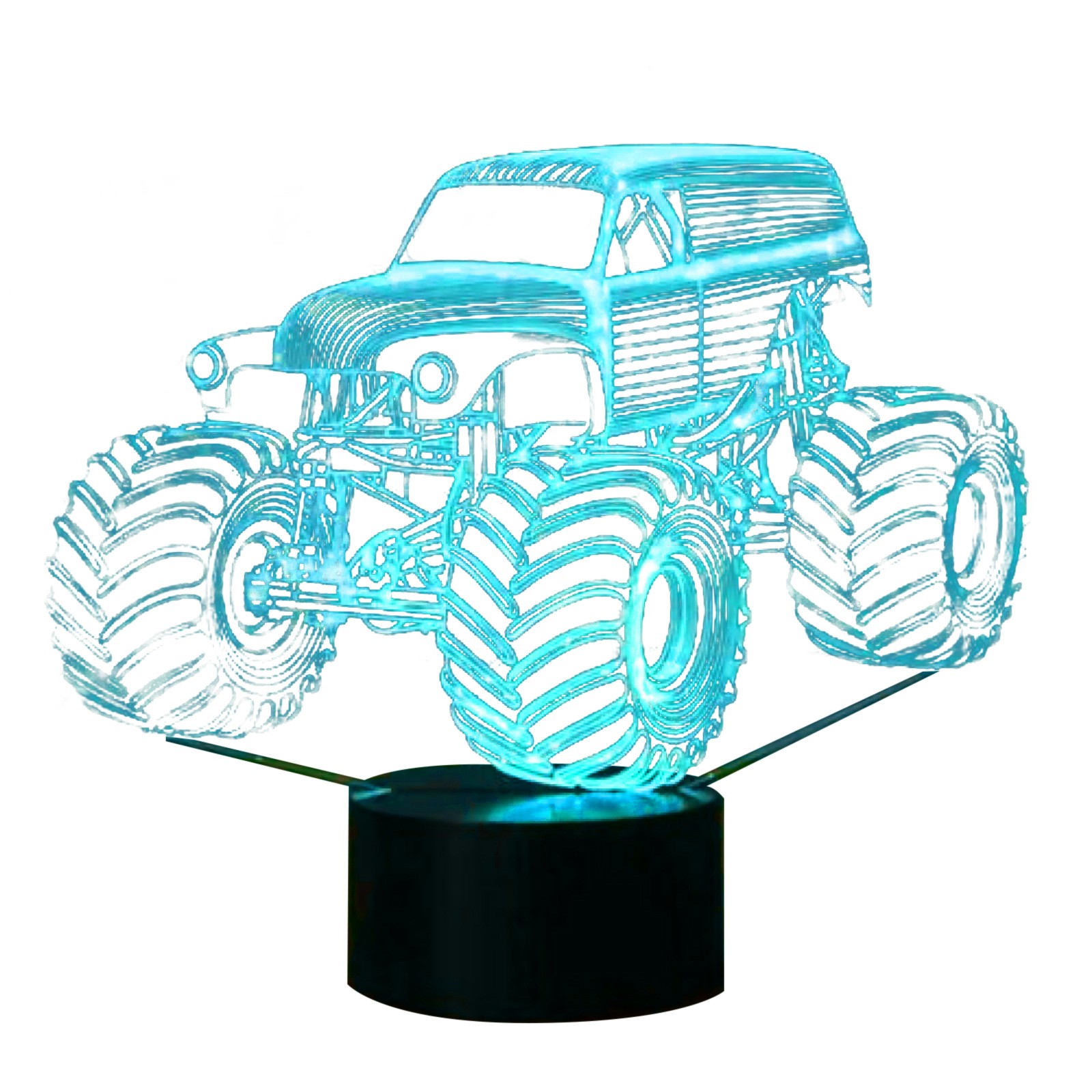 New 7-Color Change Large Grave Digger Monster Tractor 3D Desk Lamp Night Light A
