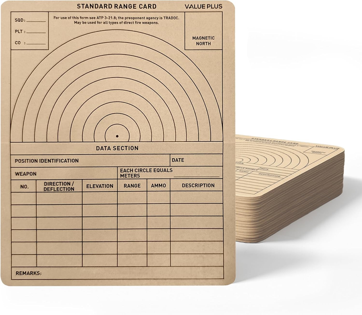 All Weather Combat Range Cards Standard Foldable Beige 50 Pcs
