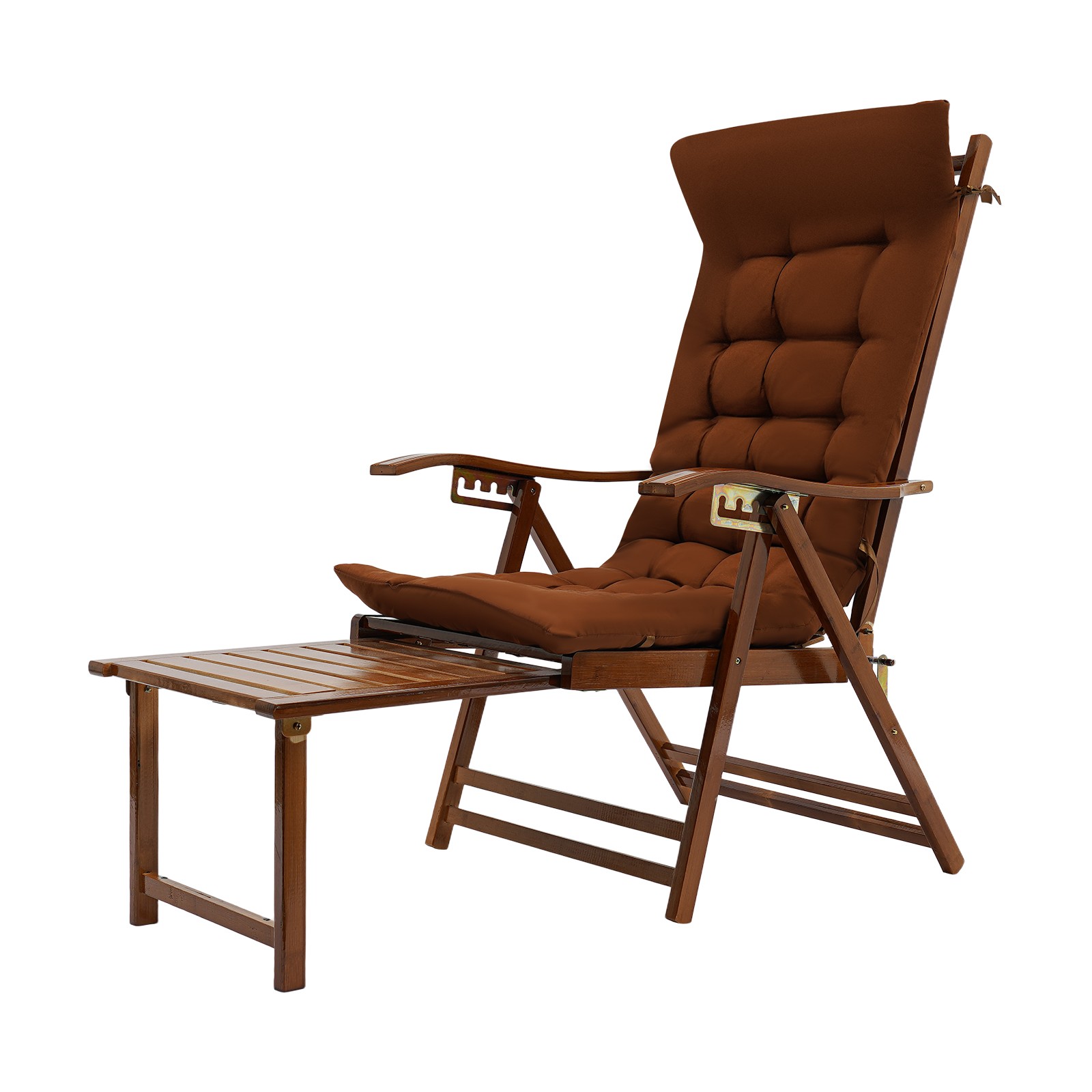 18.11*12.99in Walnut Color Folding Reclining Chair With Adjustable Backrest