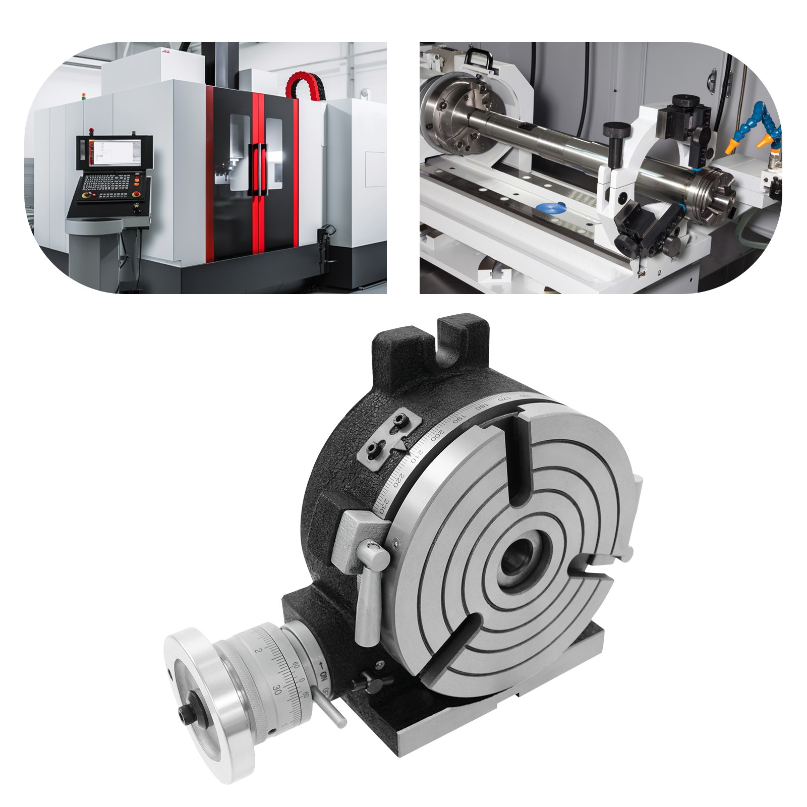 Precision-Adjustable Rotary Table, 3 T-Slots Rotary Table for Milling Machine