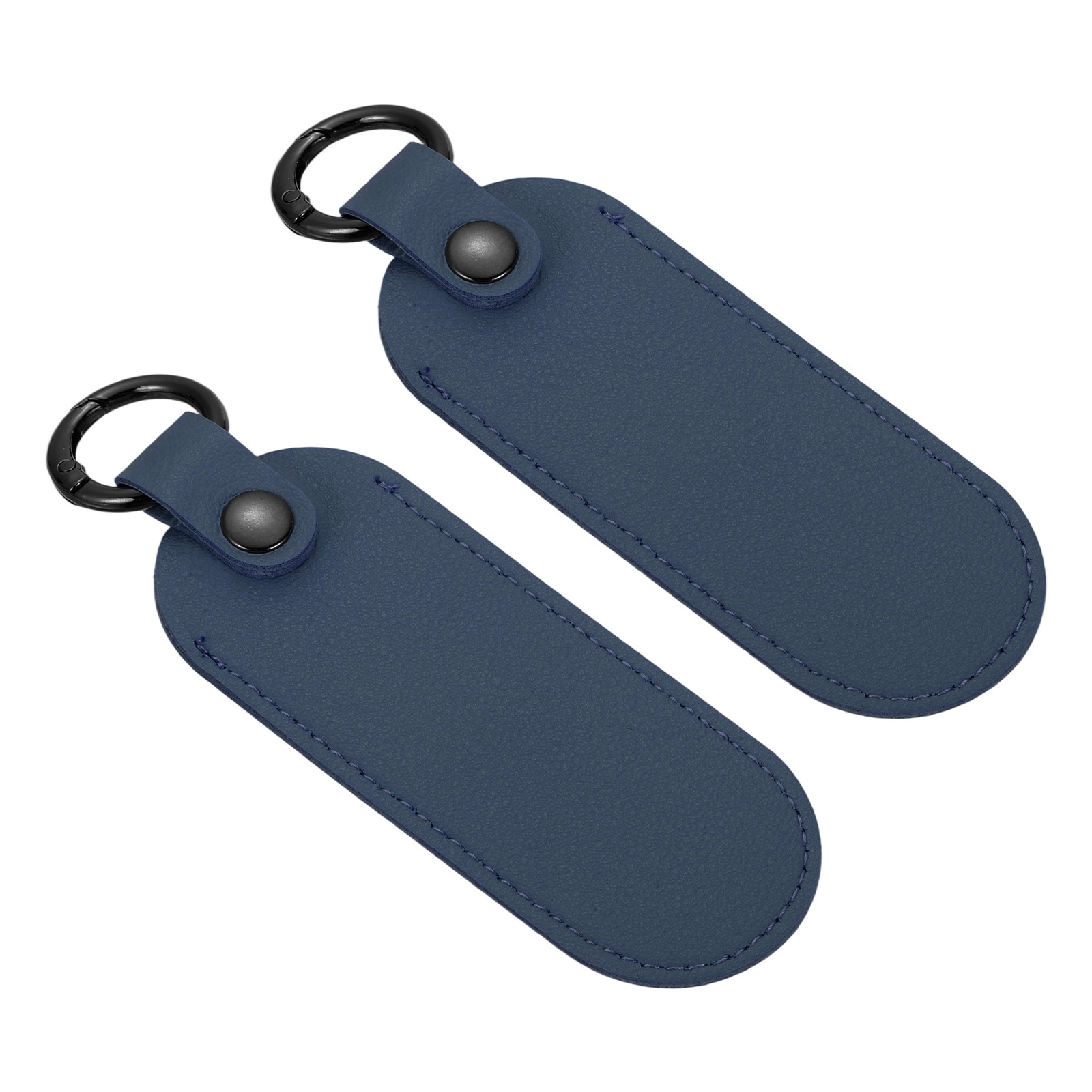 2 Pcs 5"x1.7" Leather USB Flash Drive Holder with Keychain Portable,Dark Blue