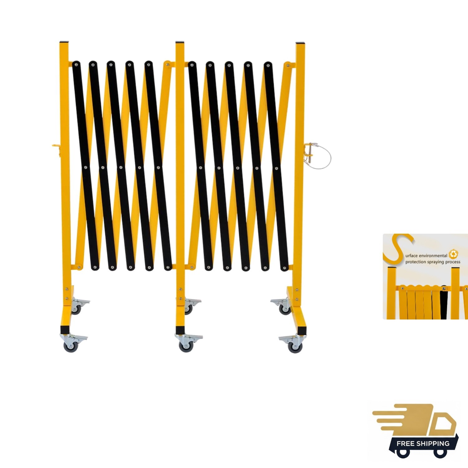 Industrial Expandable Metal Barricade, 16 Feet, Easily Assembled Safety Barri...