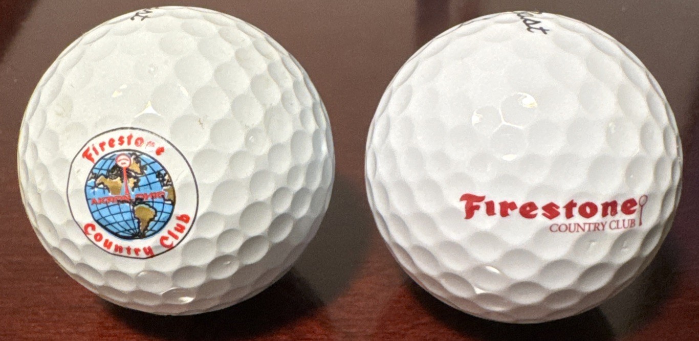 2 ORIGINAL FIRESTONE COUNTRY CLUB Akron, Ohio OLDER LOGOS Golf Balls MINT COND‼️