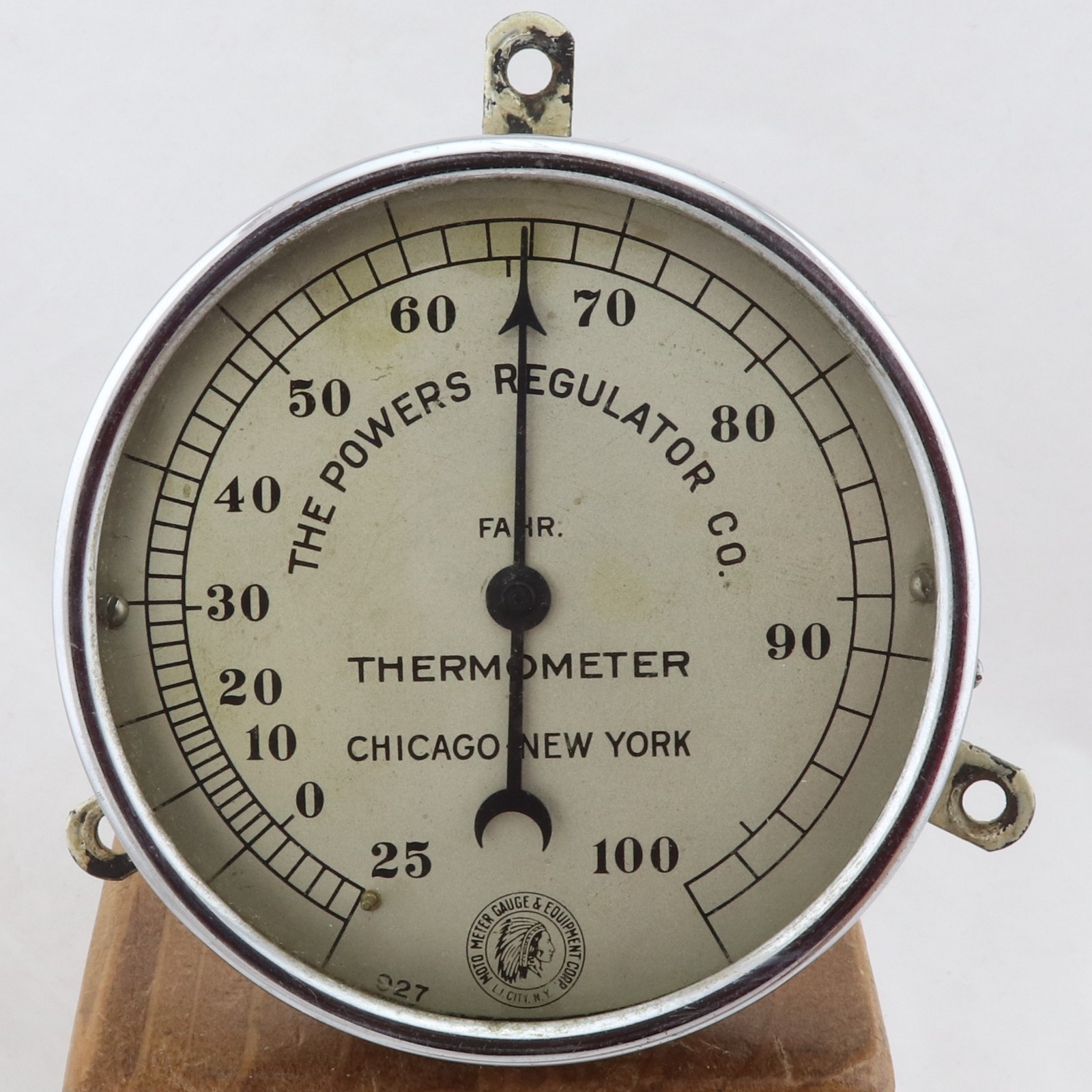ANTIQUE INDUSTRIAL WATER THERMOMETER-MOTO METER GAUGE- FOR POWERS REGULATOR CO.
