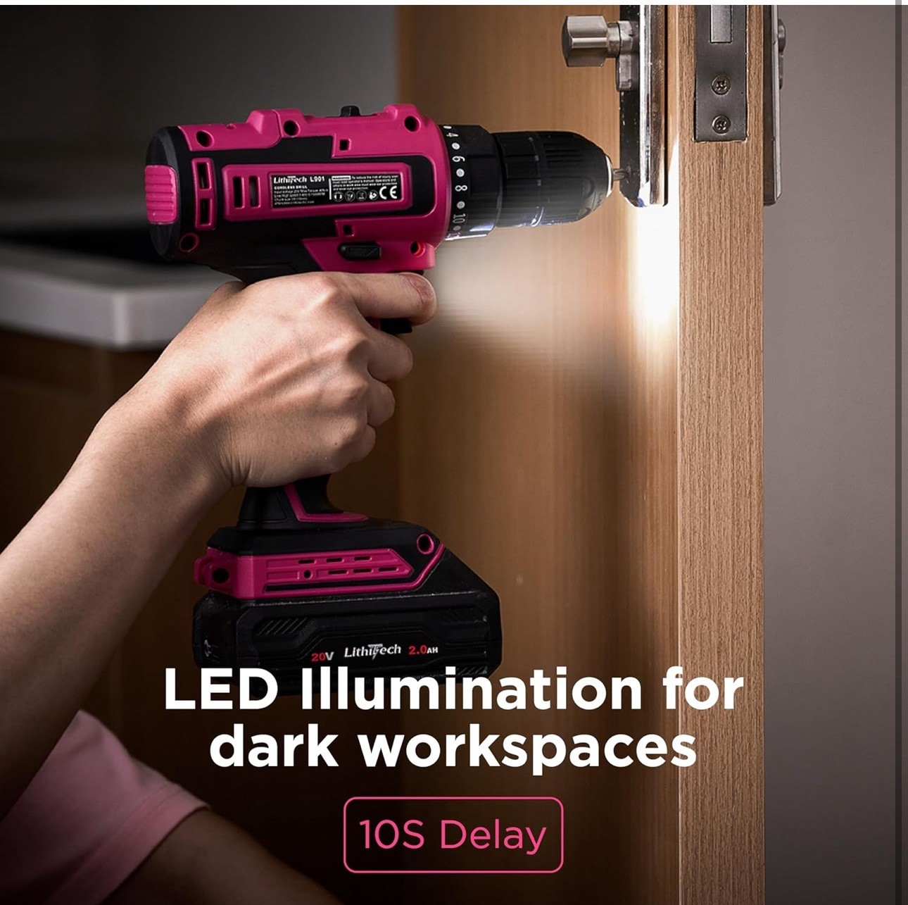 20V Pink Cordless Drill Set