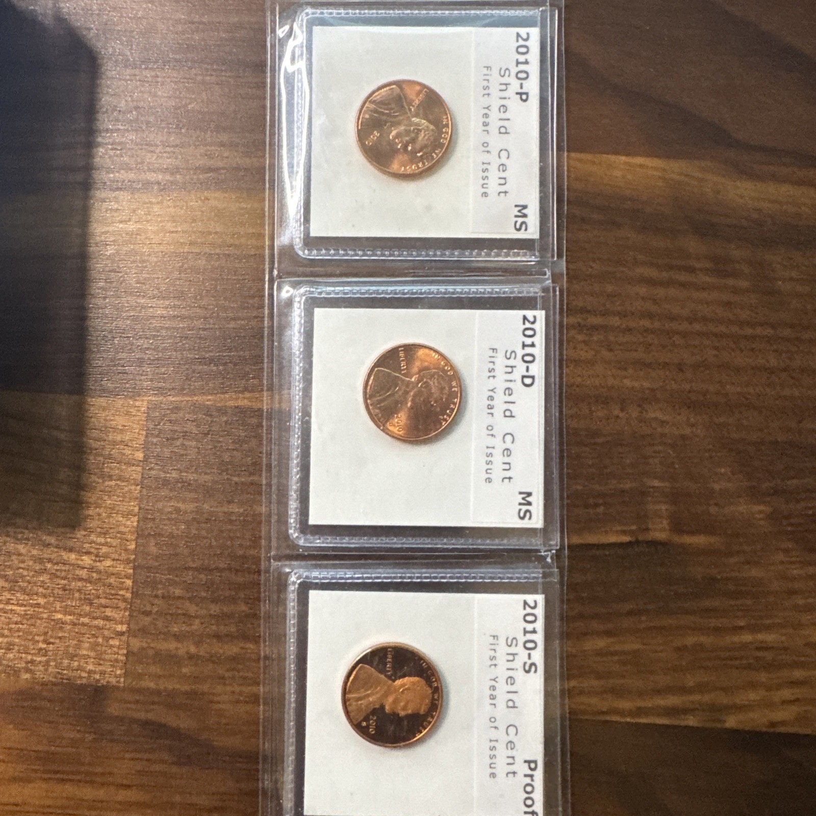 2010 P D S Lincoln Shield Cent UNCIRCULATED + PROOF 3 Coin Lot First Year Shield