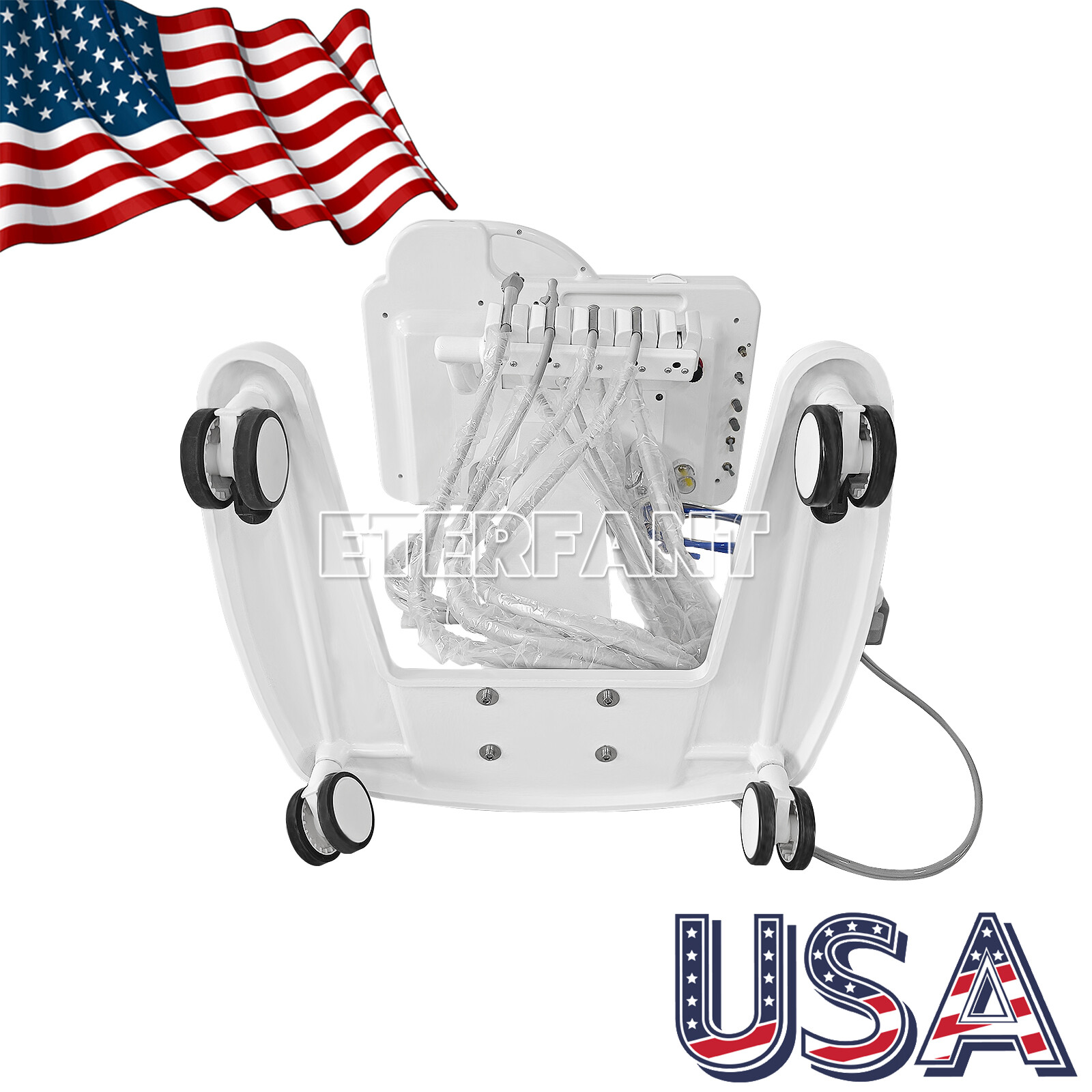 Mobile Portable Dental Delivery Unit System Cart Treatment Work Compressor 4Hole