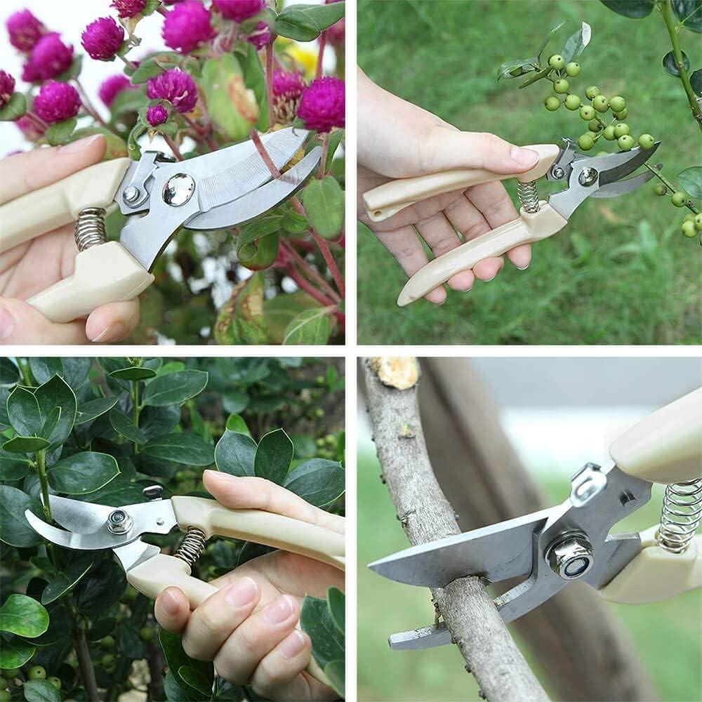 BUGUI Bypass Garden Pruning Shears - 2 Pack, Ultra 7" (C010), Ivory