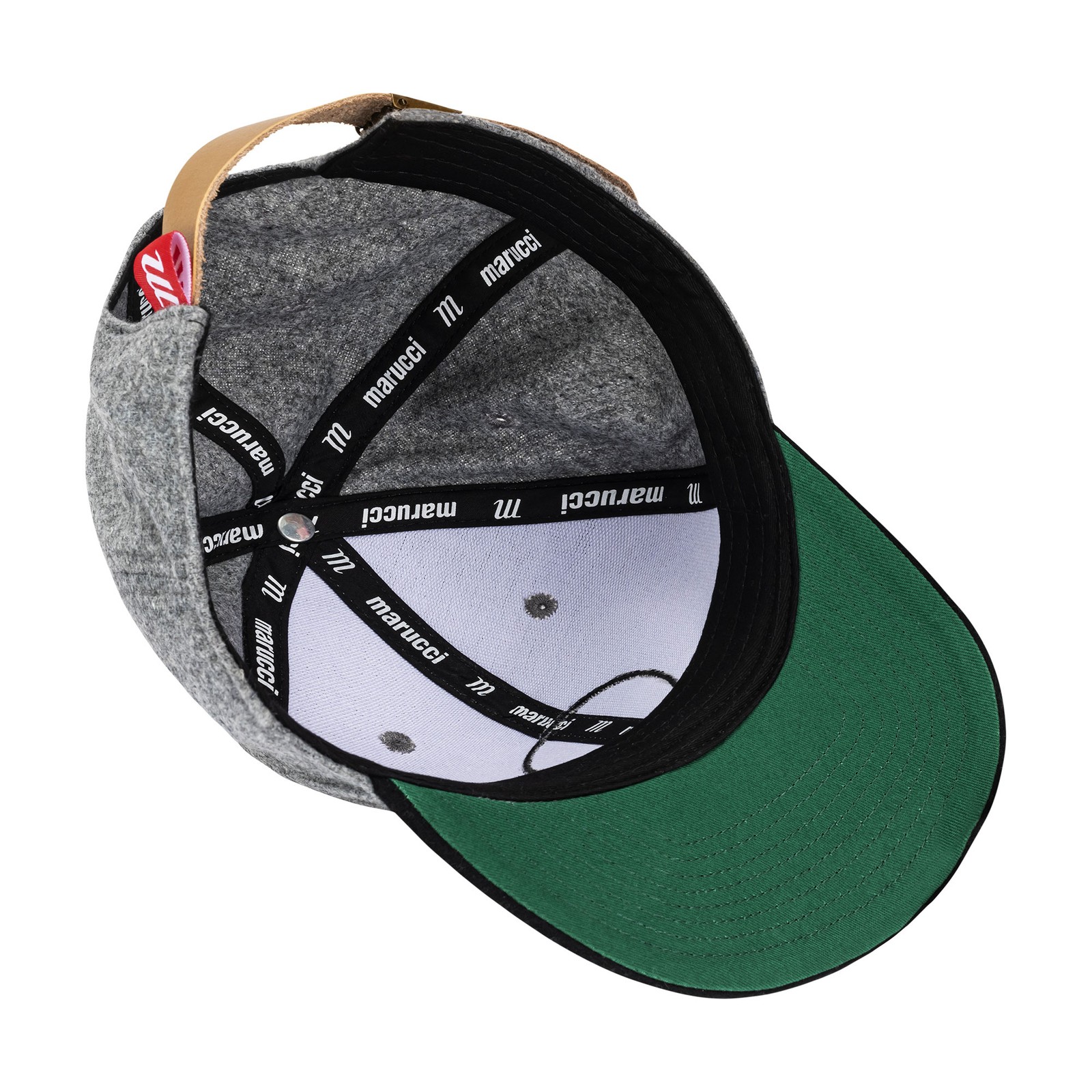 Marucci Clubhouse Flatbill Leather Strap Baseball/Softball Hat - Gray/Black