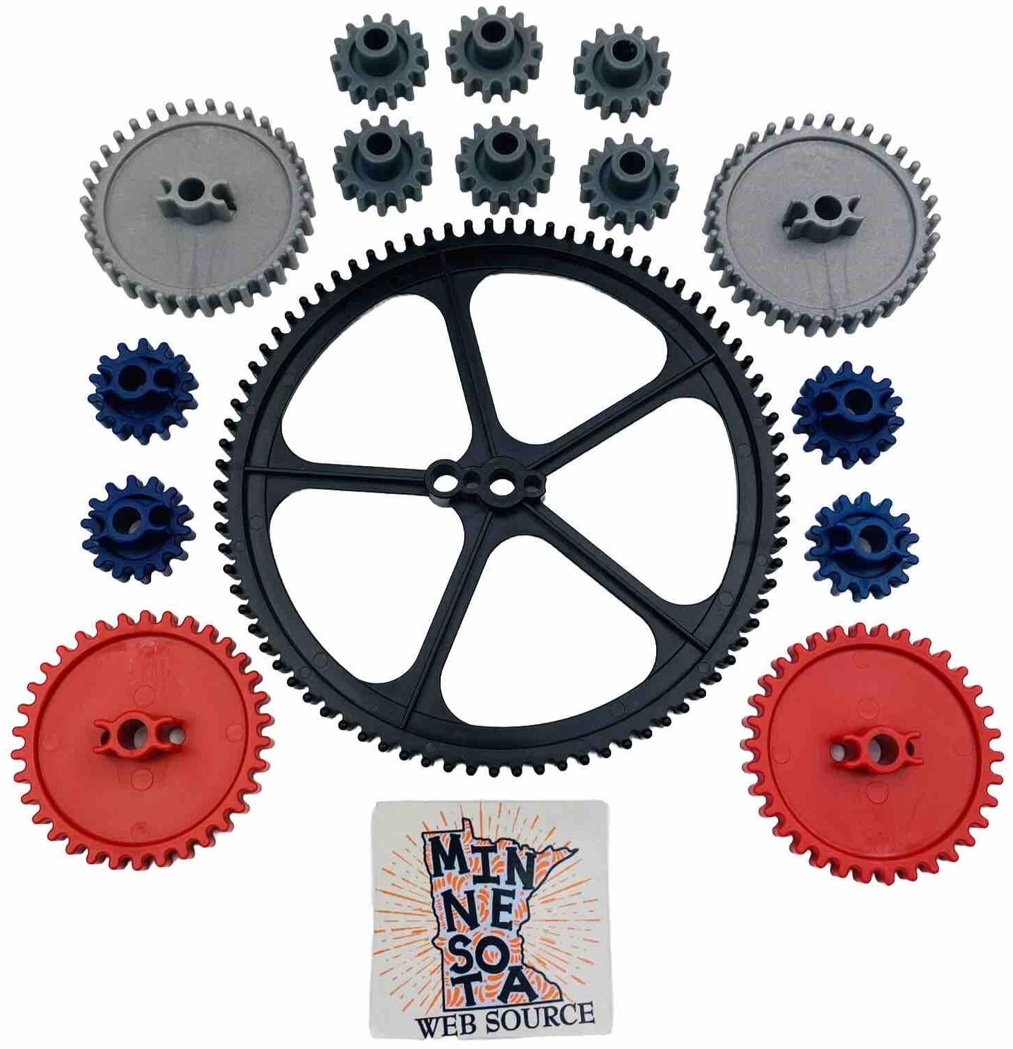 (15) K’NEX Silver & Black Crown Gears Medium & Small – USED OEM – STEM Education