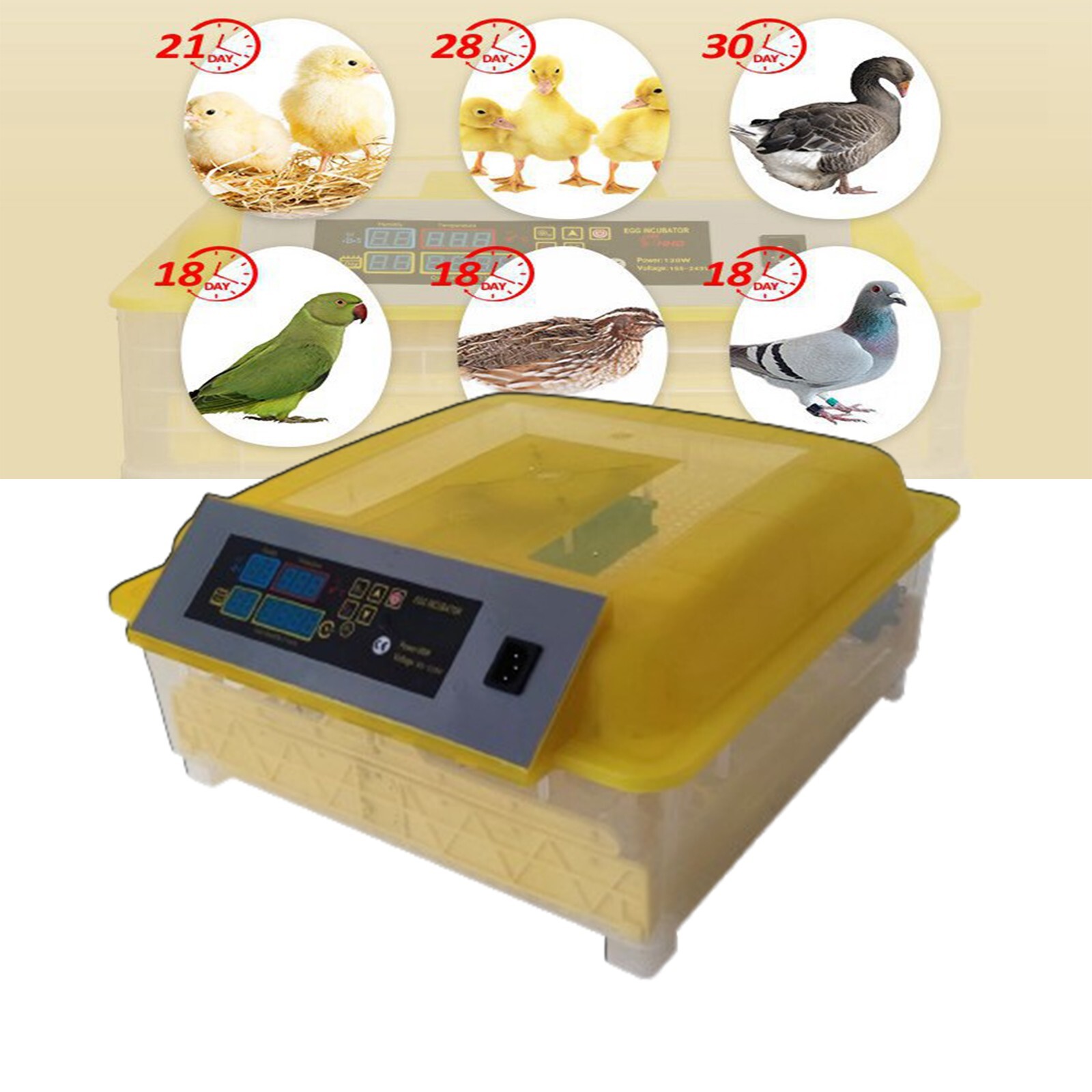 48 Eggs Automatic Egg Bird Incubator Digital Display Hatcher Breeder 110V