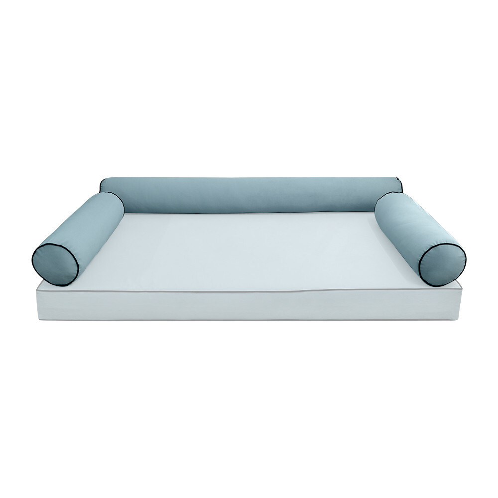 STYLE V6 Twin Velvet ContrastPipe Indoor Daybed Bolster Pillow |COVER ONLY|AD355