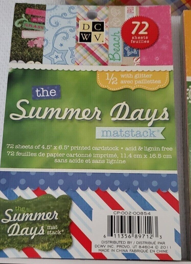 NEW Summer Days Set of 2 Paper Packs, 1 Matstack, & 1 Adhesive Brights Matstack 