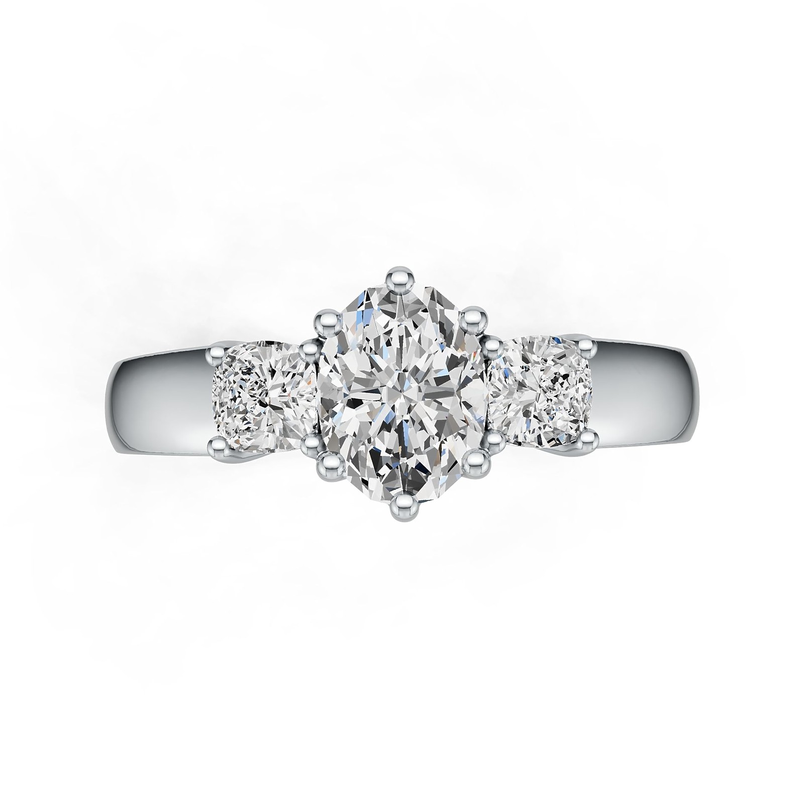 Sterling Silver Semi Mount Ring Setting Oval OV 8X6mm CU 4X4mm