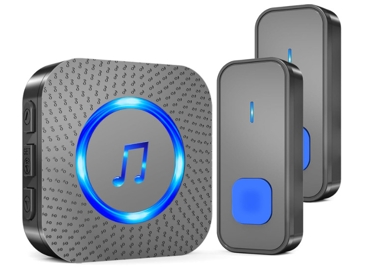 Timbre inalámbrico IP55 con 2 botones, LED colorido y 1 receptor de larga distan