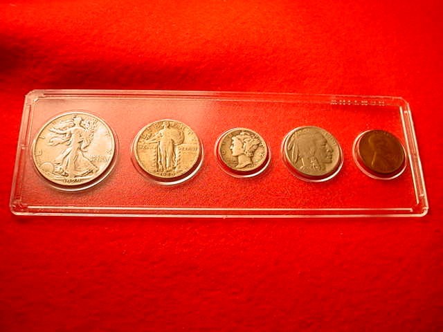 1929 SAN FRANCISCO NICE 5 COIN MINT SET GREAT 90% SILVER coins!    #52
