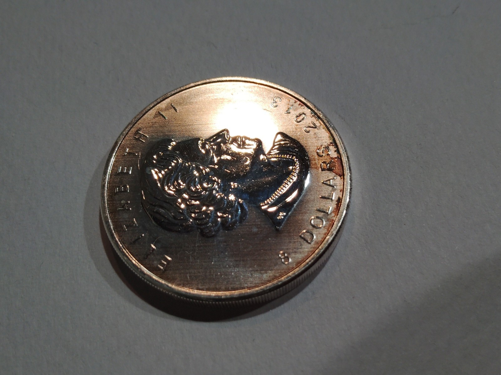 2013 CANADA UK Queen Elizabeth II POLAR BEAR Nordic Proof $8 Coin Toning 1.5 Oz