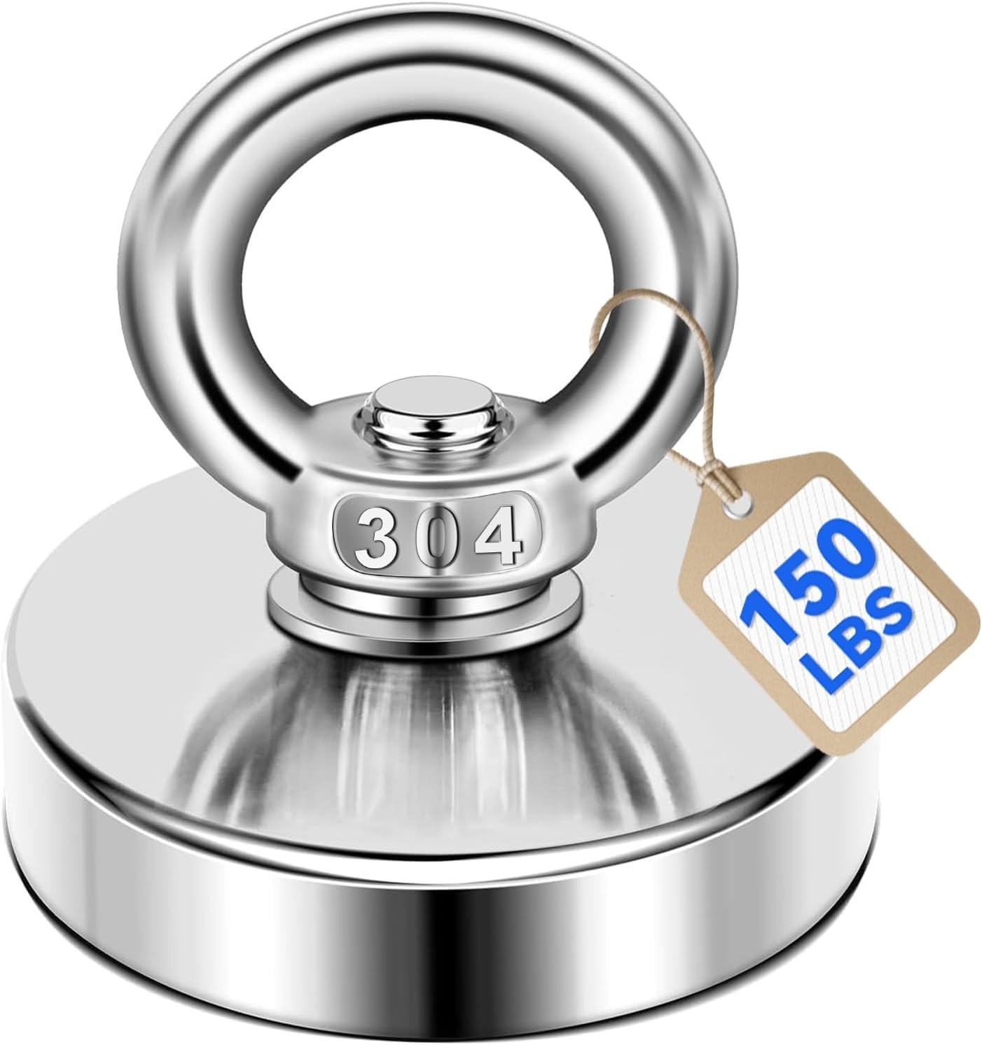 DIYMAG Strong Neodymium Fishing Magnets, 300 lbs(136 KG) Pulling 50mm, Silver