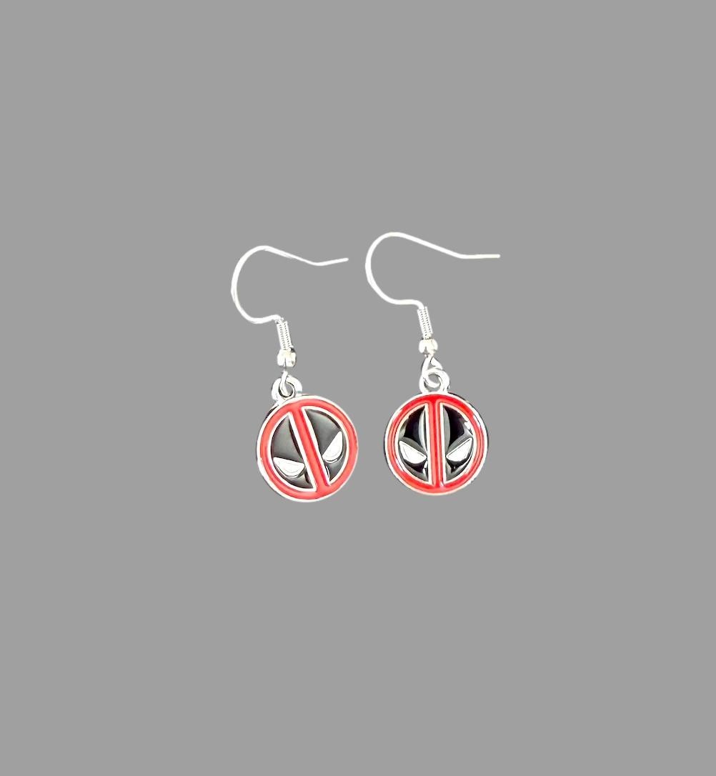 Deadpool Earrings Face Design Charm Pendant French Wire