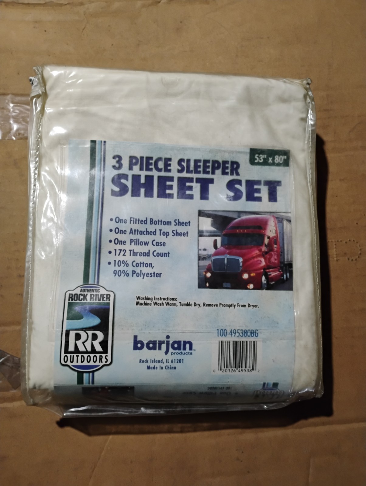 Barjan Rock River 3 Piece Sleeper Sheet Set 53" X 80"  Trucker