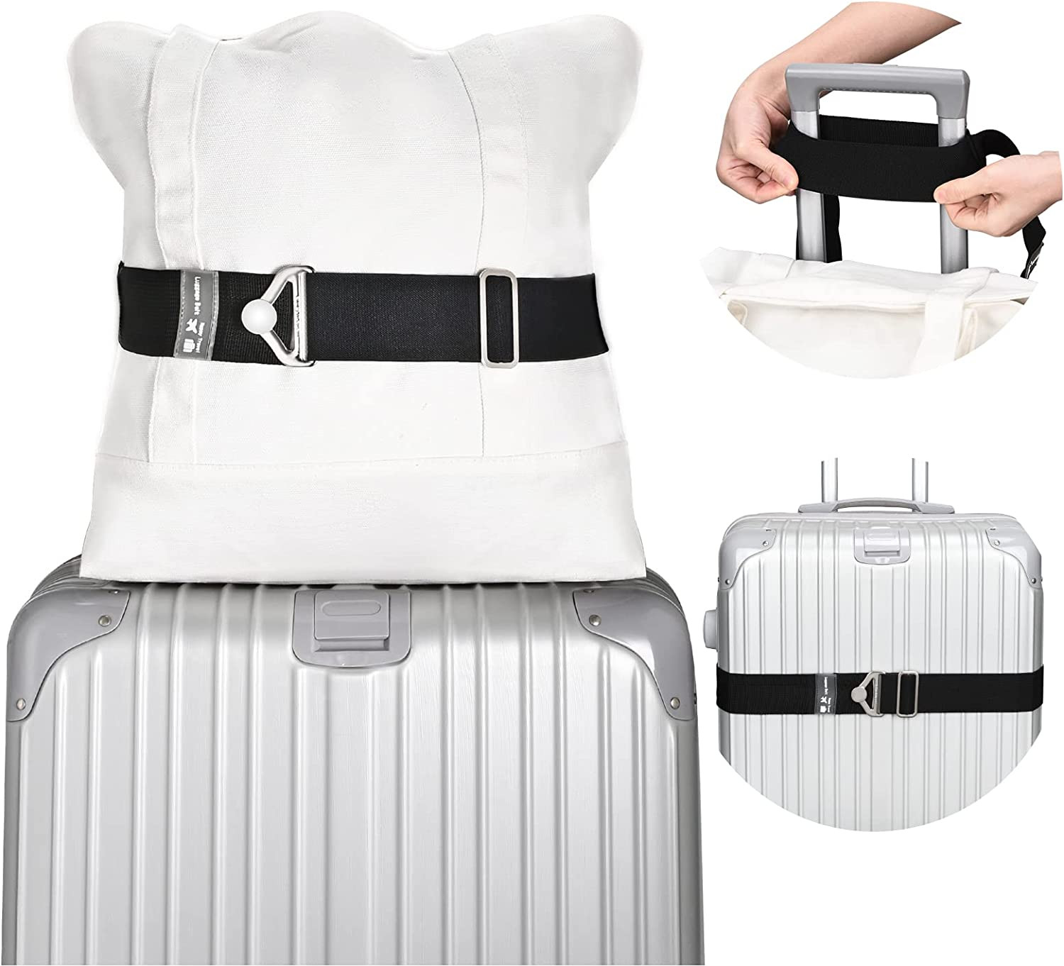 2-In-1 Travel Belt Luggage Straps over Handle for Carry on Bag, Elastic Add a Ba