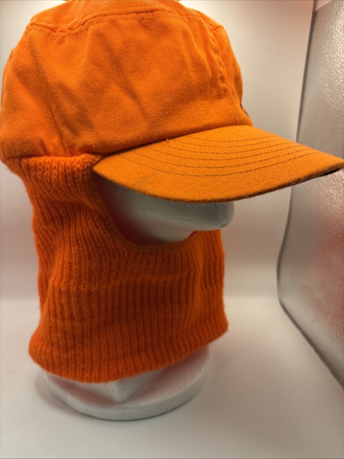 VTG Cabela's Blaze Orange Insulated Sz M Winter Hunting Hat Knit Face Cover USA