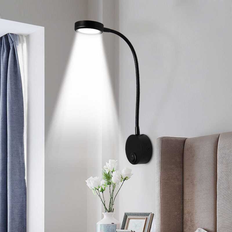 Gooseneck 3W/5W LED Picture Light Wall Sconce Night Lamp Fixture Switch Bedroom