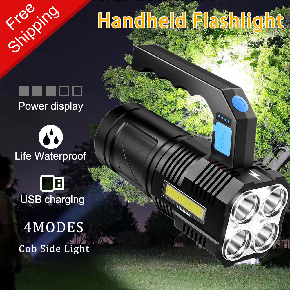 Powerful LED flashlight Tactical flashlight rechargeable work light 4 lighting