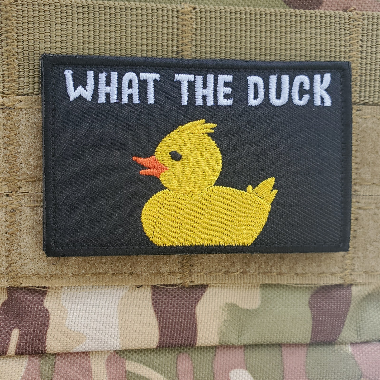 WHAT THE DUCK Sarcastic Tactical Morale Patch HOOK BACKING
