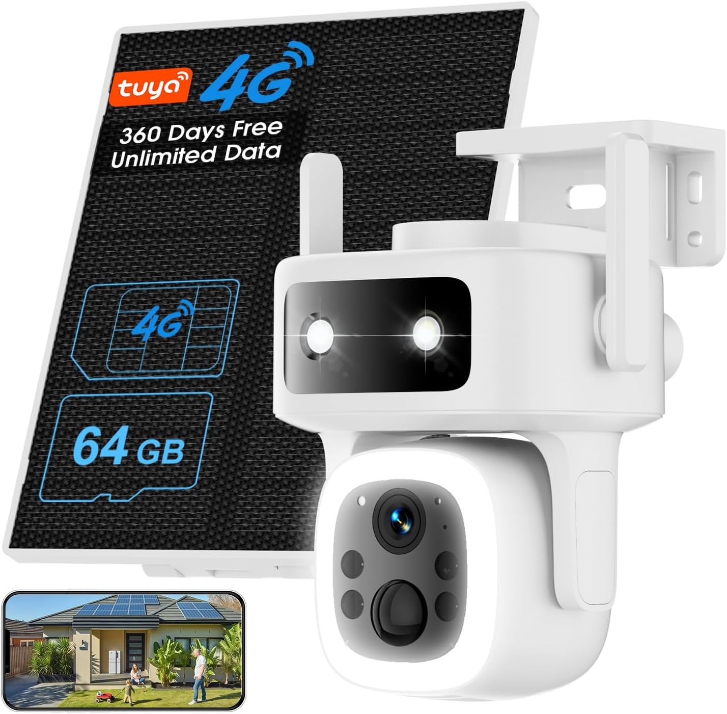 3MP 4G LTE Solar Cellular Security Camera No WiFi Needed Outdoor Camera CCTV